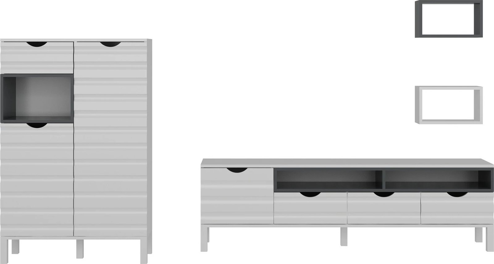 Komodë TV Skye Decor, bardhë dhe antracit, Adel
