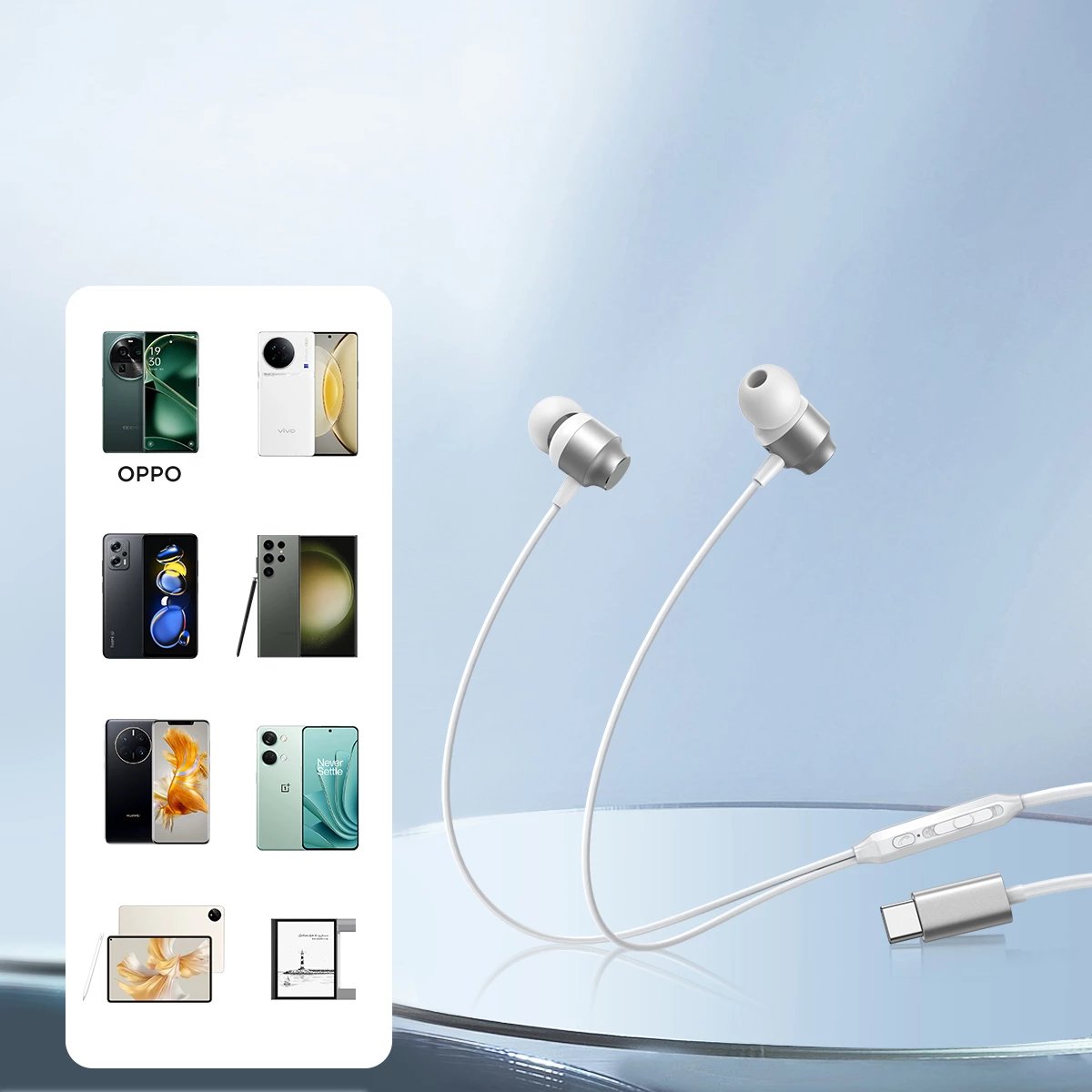 Kufje Joyroom JR-EC06 me USB-C, in-ear, argjendi