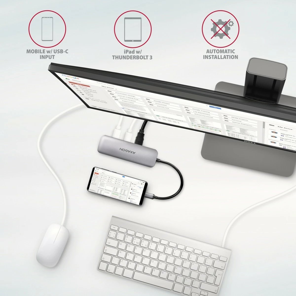 Adapter multiport AXAGON HMC-5, 5 porte, USB-C, HDMI 4K, SD/microSD, Power Delivery 100W, 20cm, zi/gri