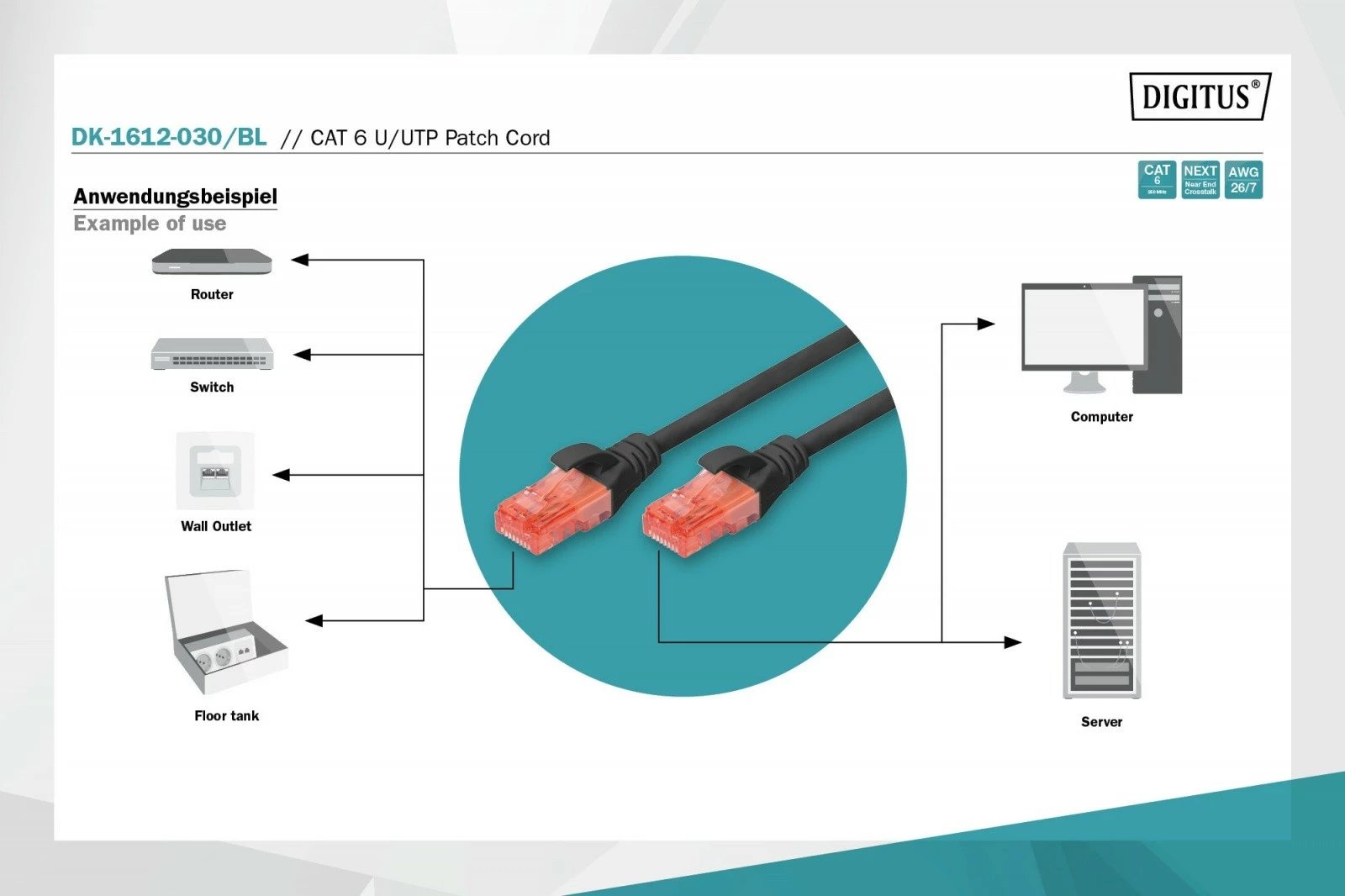 Kabllo rrjeti Digitus DK-1612-030/BL, CAT 6, 3m, e zezë