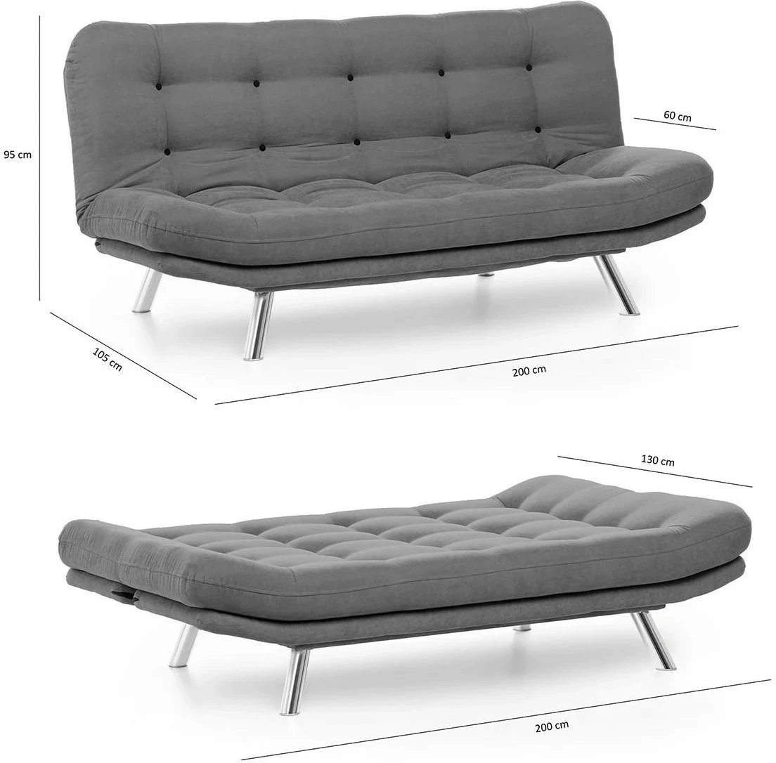 Divan-krevat treshe, Atelier del Sofa, Misa Sofabed, ngjyrë e zezë