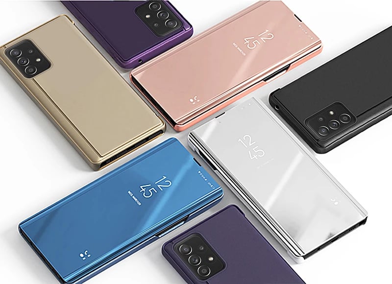 Mbështjellës Hurtel Clear View Case flip cover për Samsung Galaxy A73, rozë
