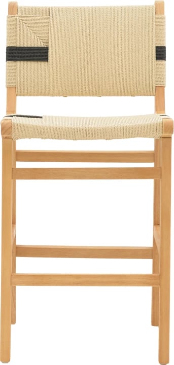 Karrige për bar Julien, dru gome natyral, litar natyral-zi, 45x46x95 cm