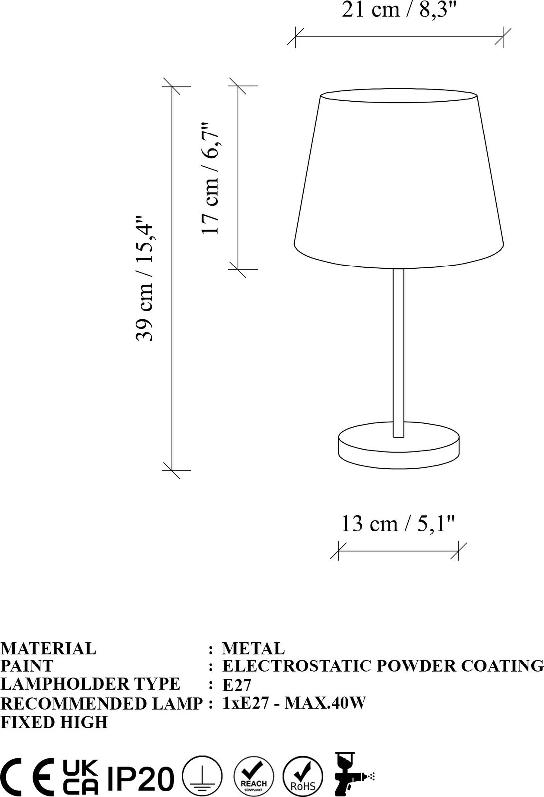 Abazhur tavoline Opviq, ngjyrë antike, 39cm