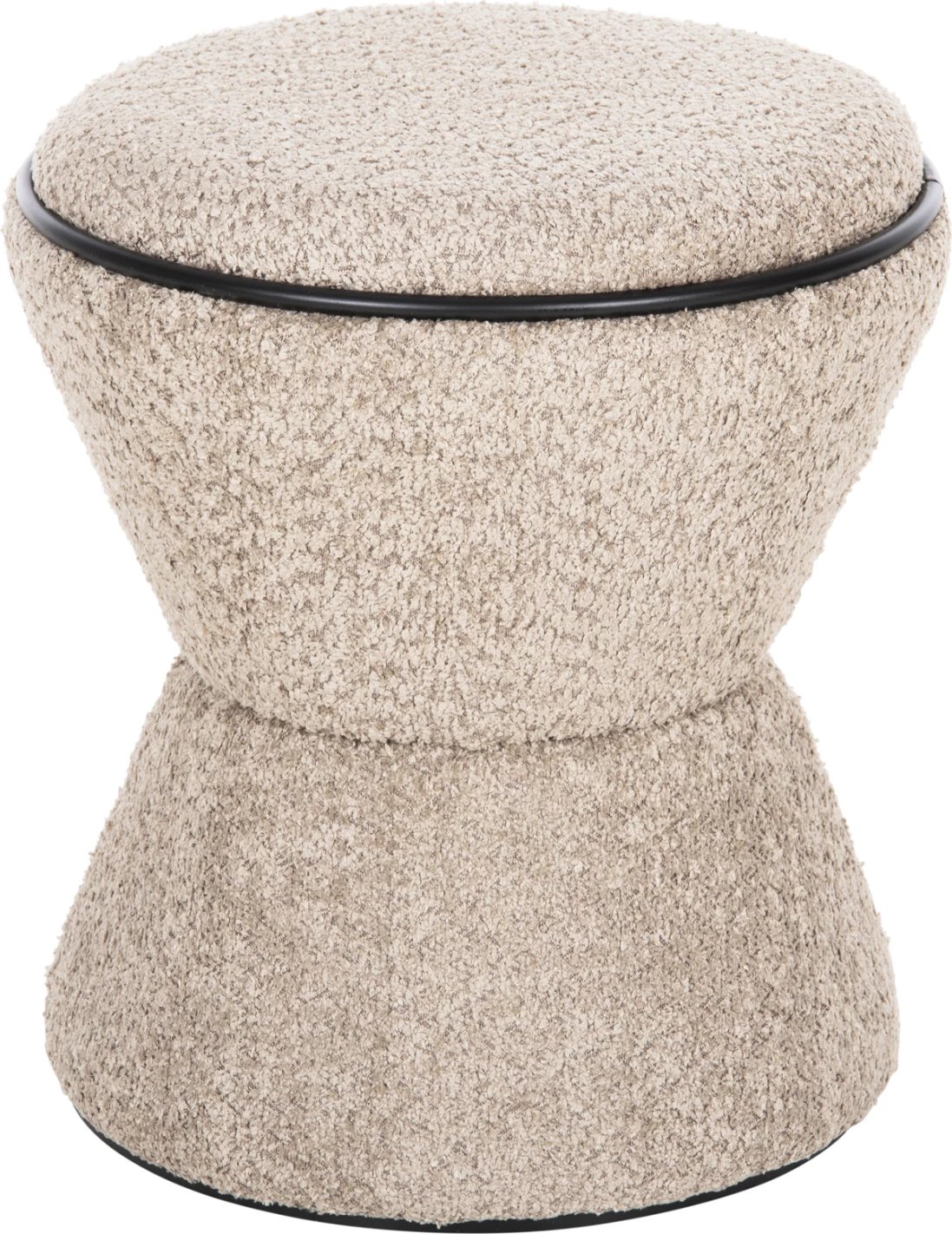 Karrige për bar, rrethore, LINNER, FH9604.08, pëlhurë boucle, bezhë-detaj i zi, D38x44 cm