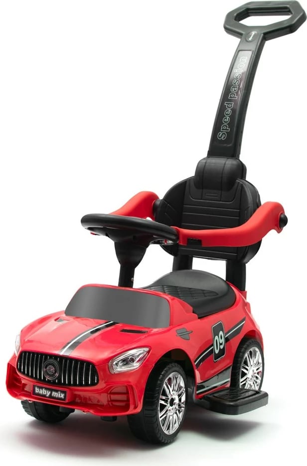 makinë shtytëse Baby Mix RACER me panel zëri, shtyllë shtytëse, 12m+, ngarkesë 25 kg, e kuqe