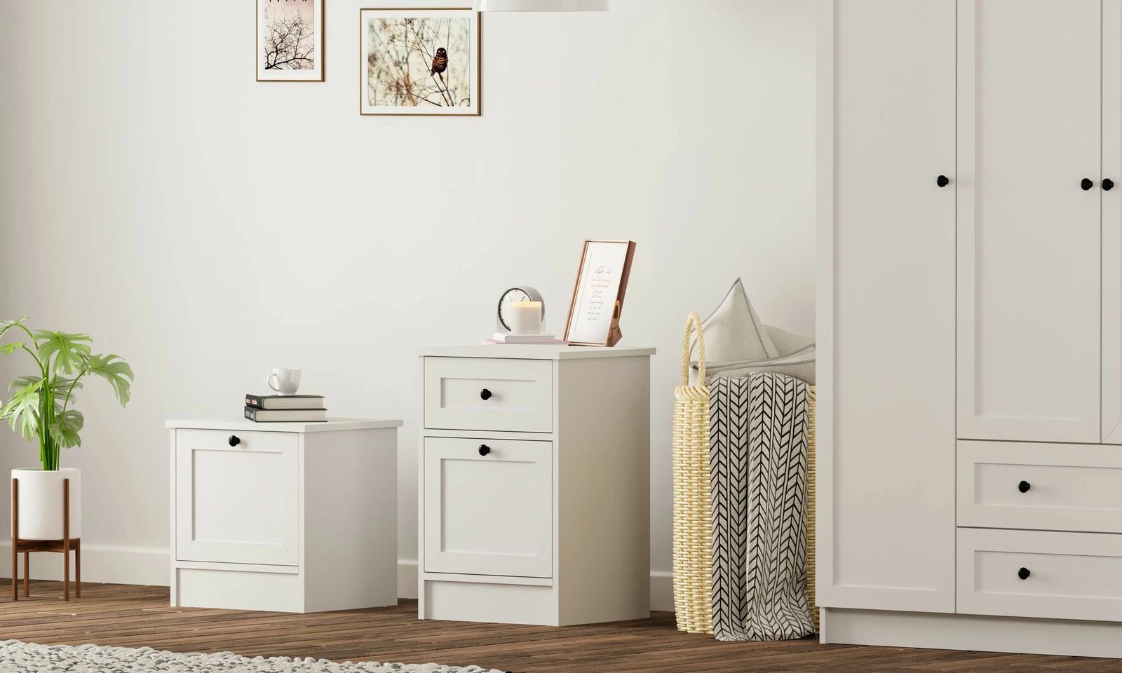 Komodinë nate Skye Decor, Rb-168-03, ngjyrë e bardhë mat