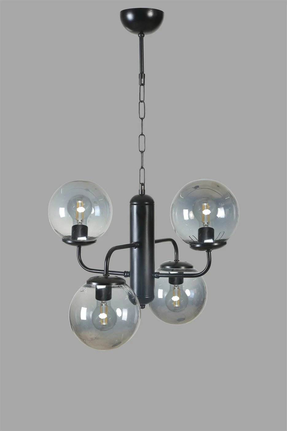 Llambë tavani Opviq, 8788-1, metal e xham, ngjyrë e zezë dhe fume