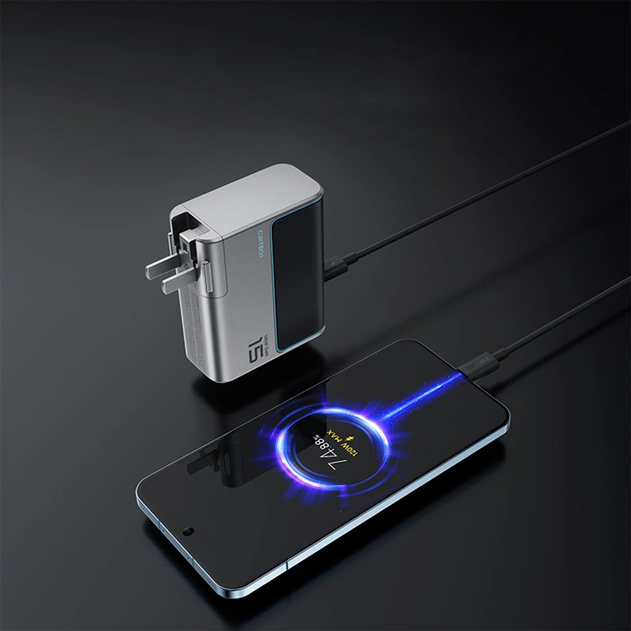 Kabllo USB-C Cuktech CKCTC615NCBK, 1.5m, 240W, E zezë