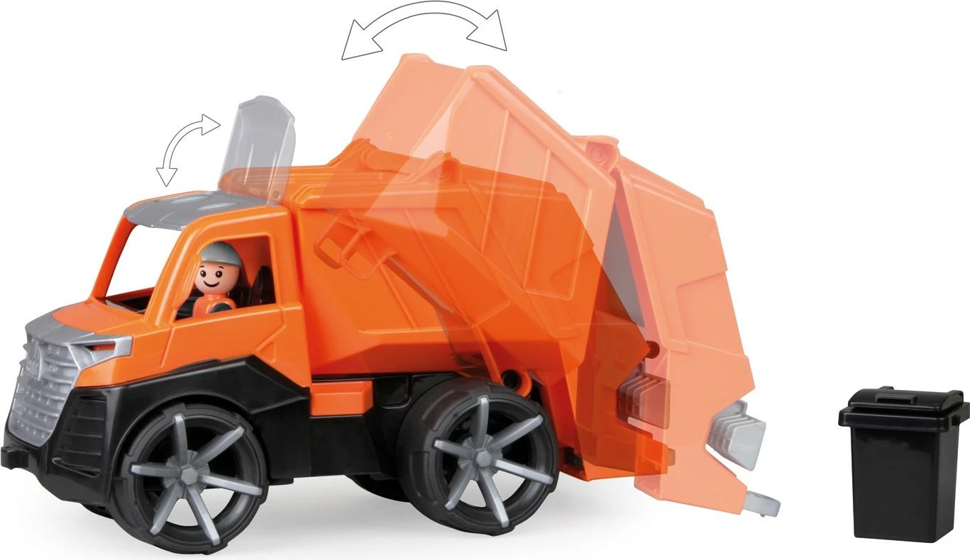 Kamion mbeturinash lodër Lena Truxx2, plastikë, 30 cm, portokalli/zezë/argjend