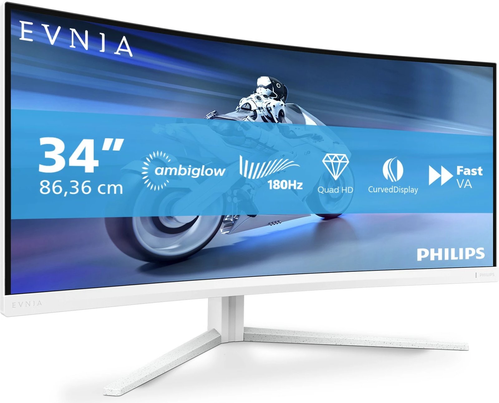 Monitor Philips 34M2C5501A/00, 34 inç, WQHD, 180Hz, i bardhë