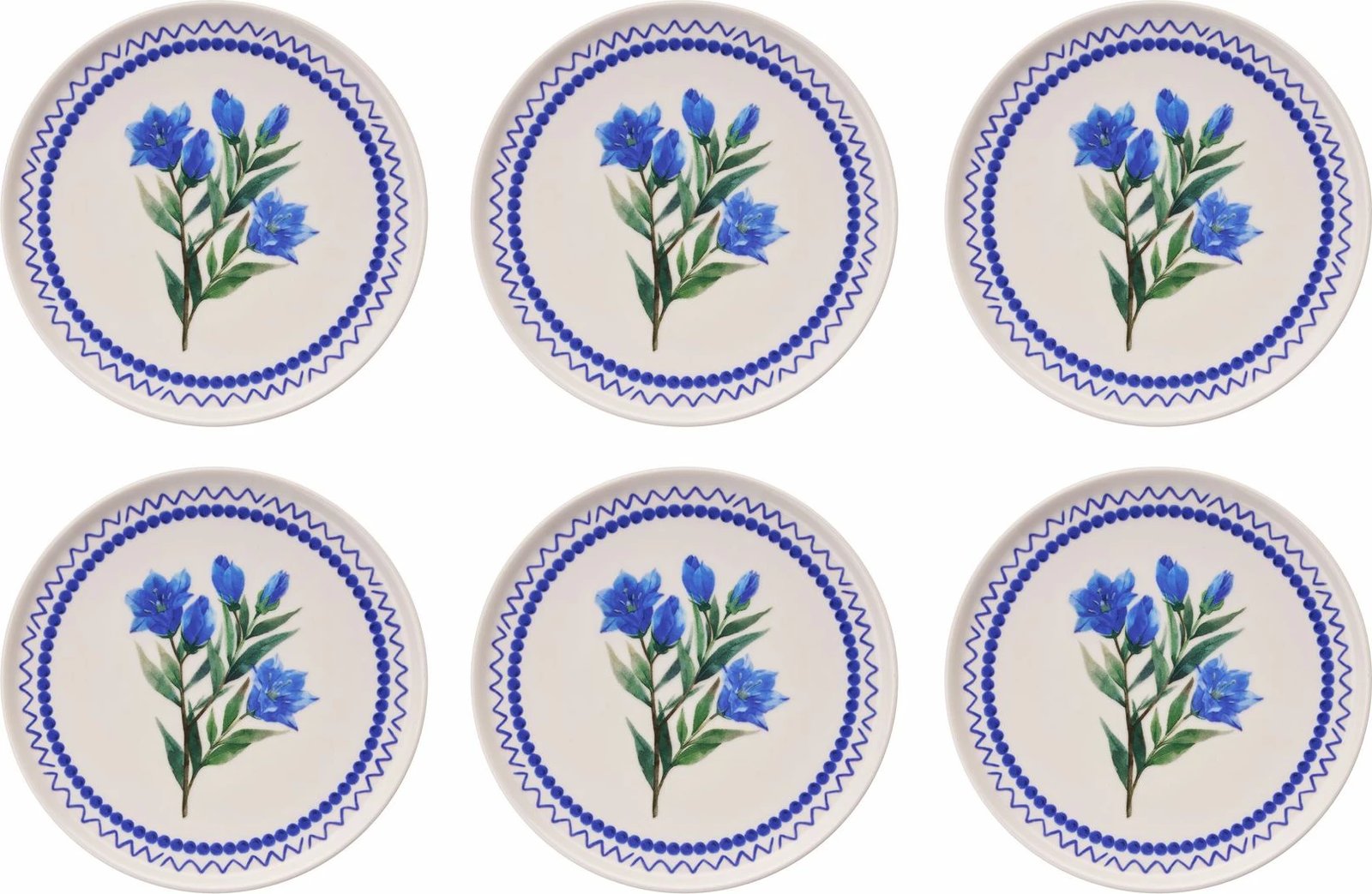 Set pjatash ëmbëlsirash (6 copë), Hermia Concept, degë blu