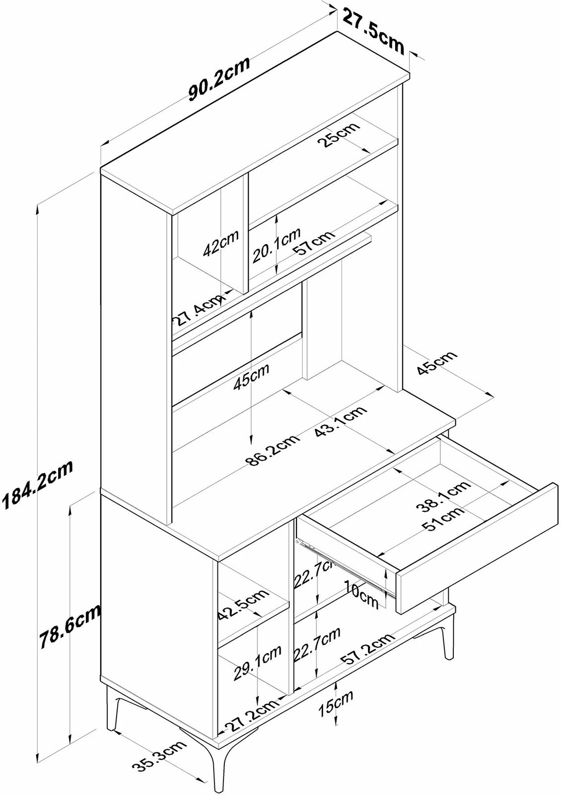 Dollap multifunksional Skye Decor, JE196 - 3805, ngjyrë arre dhe e bardhë