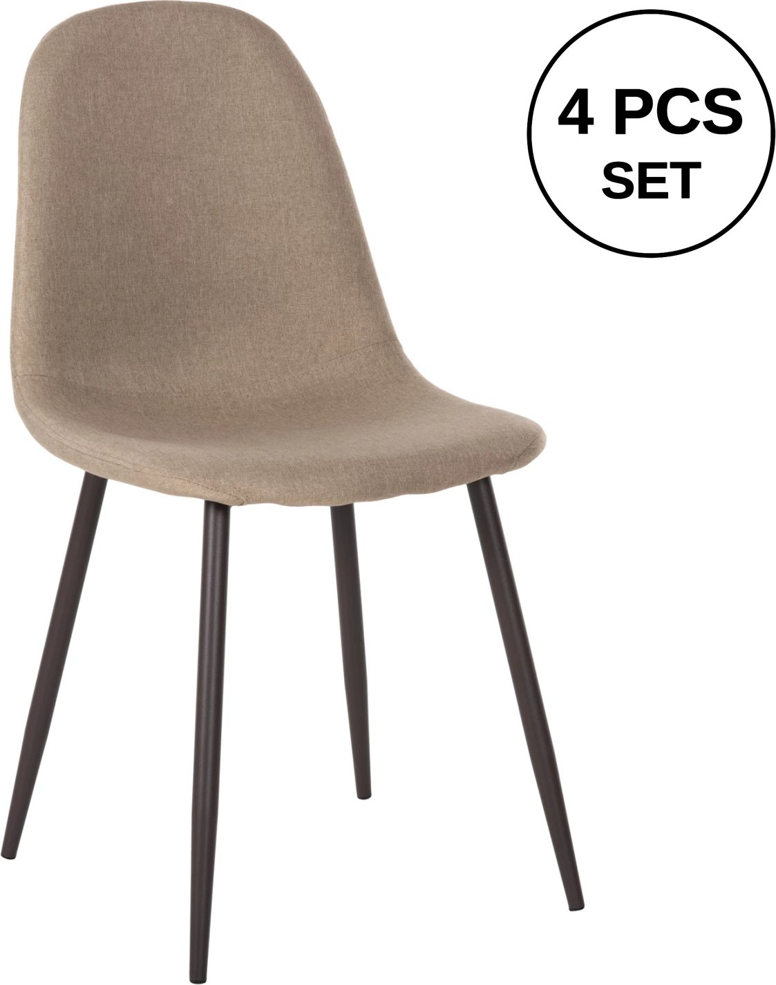 Karrige FH00100.07, pëlhurë bezhë dhe këmbë metalike, 45x52x85 cm., set prej 4 copë