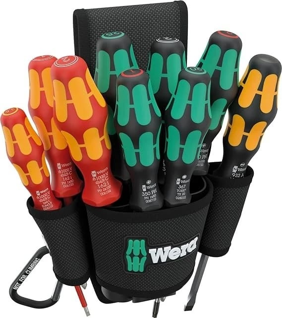 Set me kaçavida WERA 9620, 10 copë, me mbajtëse për rrip