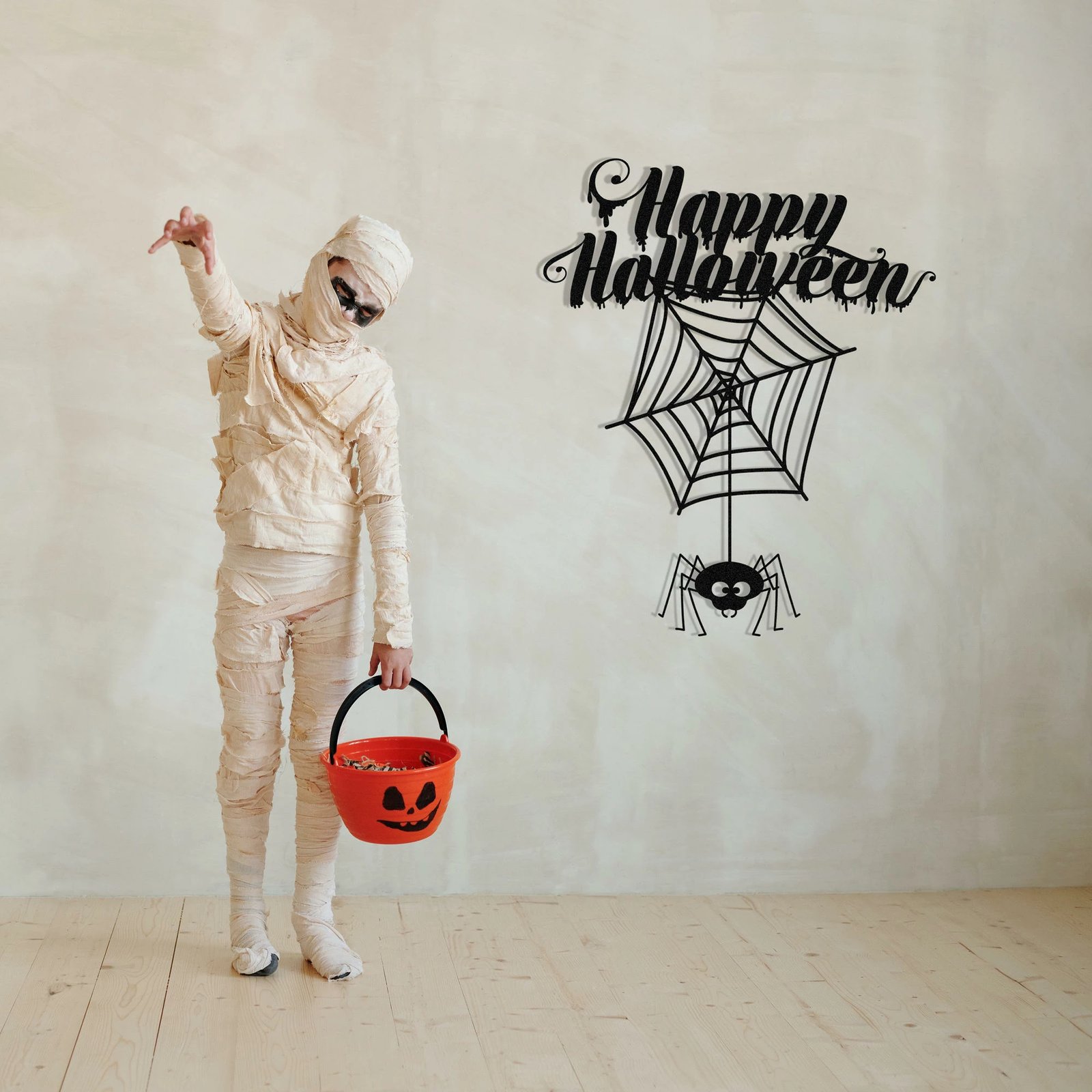 Aksesor dekorativ metalik për mur, Wallity, Halloween 3, ngjyrë e zezë, 60x73cm