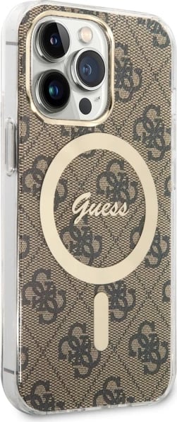 Mbështjellës Guess 4G MagSafe për iPhone 13/13 Pro 6.1", kafe Mbështjellës Guess 4G MagSafe për iPhone 13/13 Pro 6.1", kafe