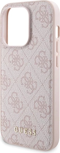 Mbështjellës Guess 4G Metal Logo me powerbank MagSafe 5000mAh për iPhone 14 Pro, Rozë, Set