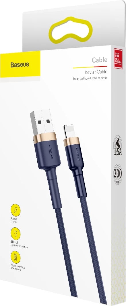Kabllo Baseus Cafule CALKLF-BV3, USB-A në Lightning, 1m, 2.4A, Blu-Ari