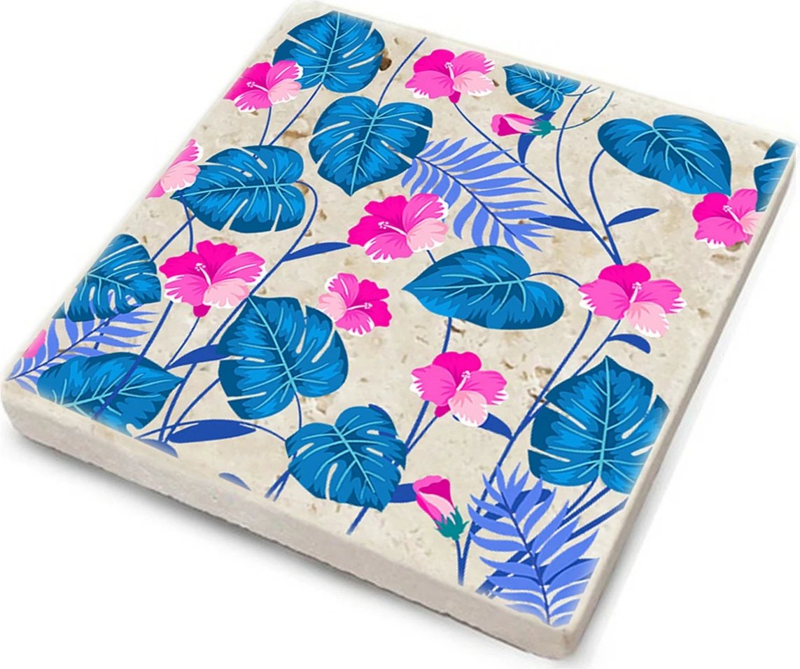 Set nënshtruesesh qelqi, gur natyral, shumëngjyrëshe, 4 copë, TBA3921814