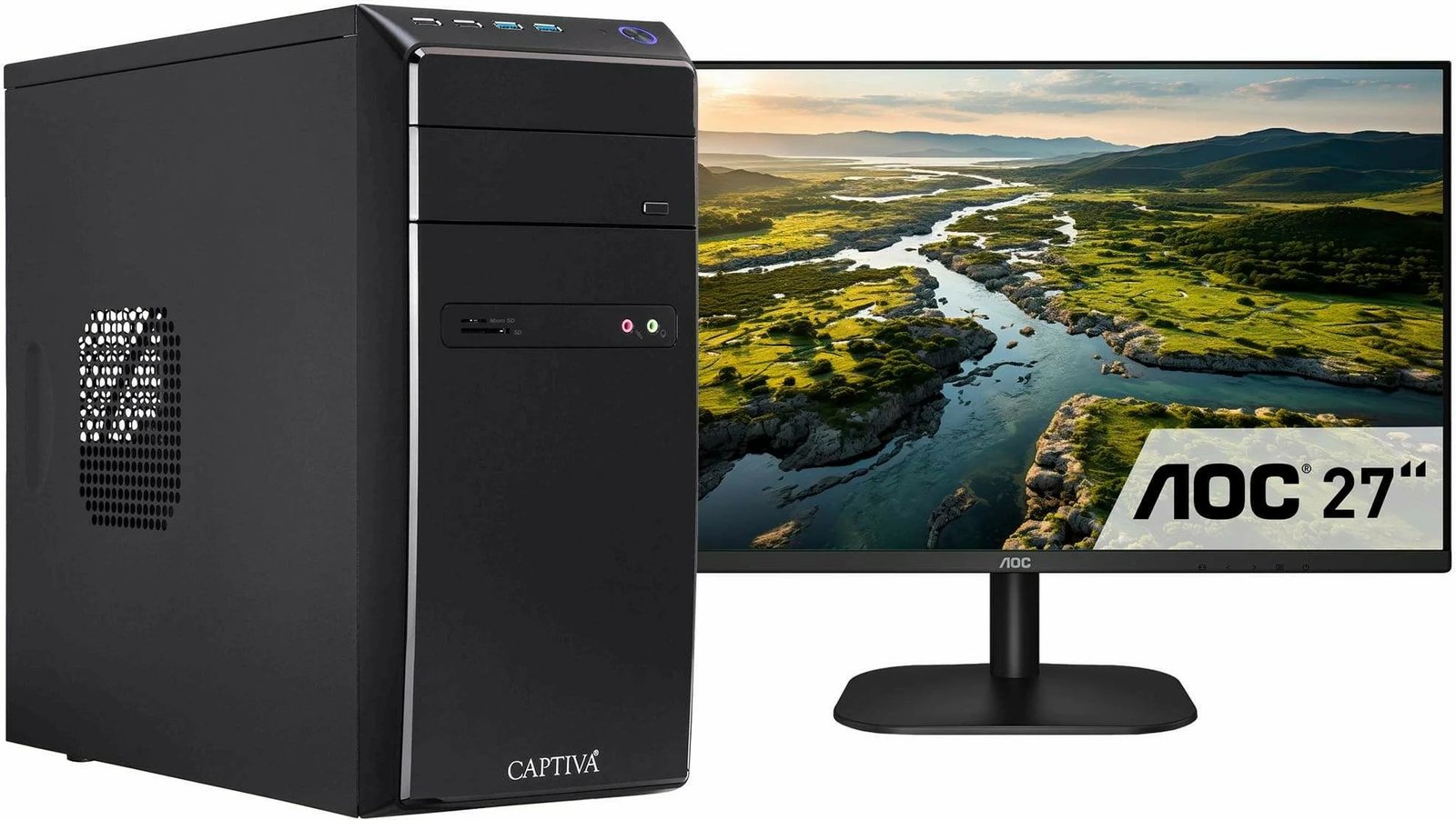 Kasë Captiva Power Starter R83-056, Ryzen 7 8700G, SSD 1TB, 32GB RAM, Windows 11, Monitor 27 inç, e zezë