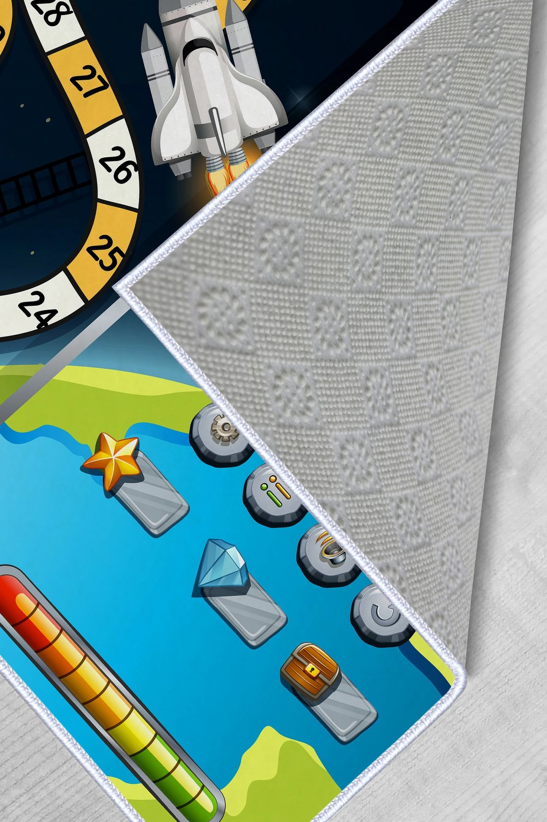 Qilim multingjyrësh për fëmijë, dizajn lojë Space Race, 180x280cm, WOOKECE087