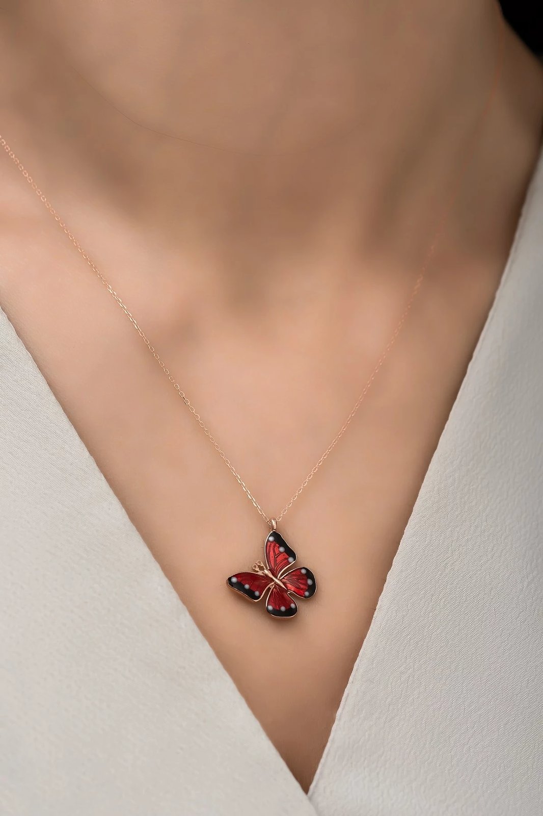 Vathë argjendi me flutur, ngjyrë rozë ari, e kuqe dhe e zezë, Jumeon, NRZ99252