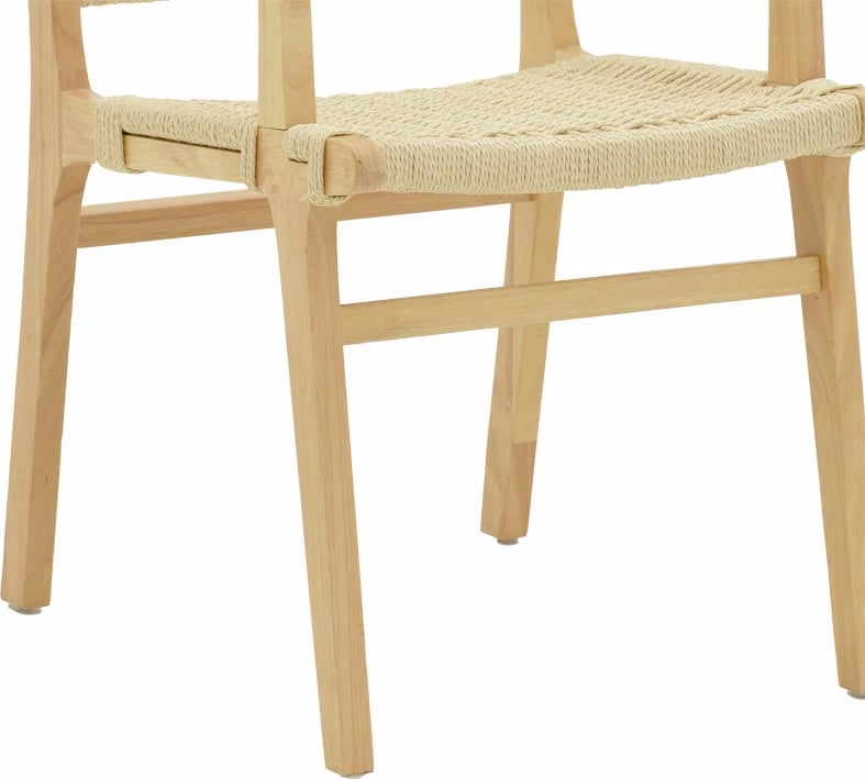 Karrige me krahë Olivier, dru fagu natyral, litar natyral, 62x60x85cm, set prej 2 copë