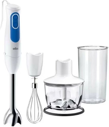 Blender dore Braun MultiQuick 3 MQ 3035 Sauce, 700 W, 2 shpejtësi, bardhë/kaltër, set me aksesorë