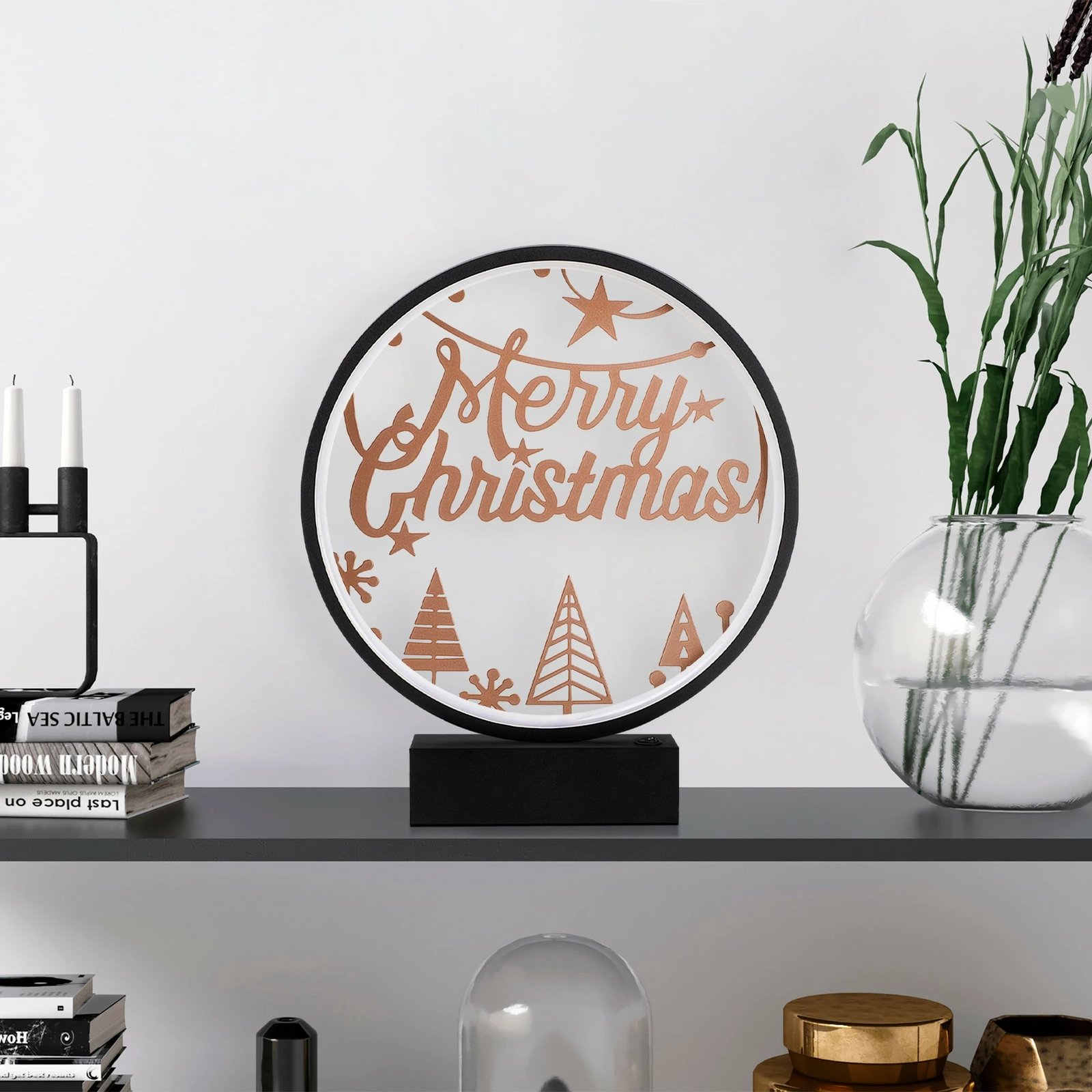 Llambë tavoline Opviq, model XMAS4, ngjyrë e zezë dhe bakri