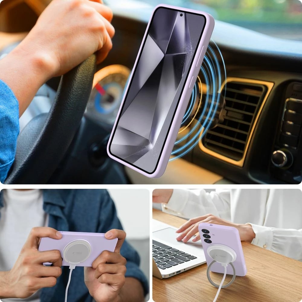 Mbështjellës Tech-Protect Liquid Silicone MagSafe për Samsung Galaxy S25+, Rozë