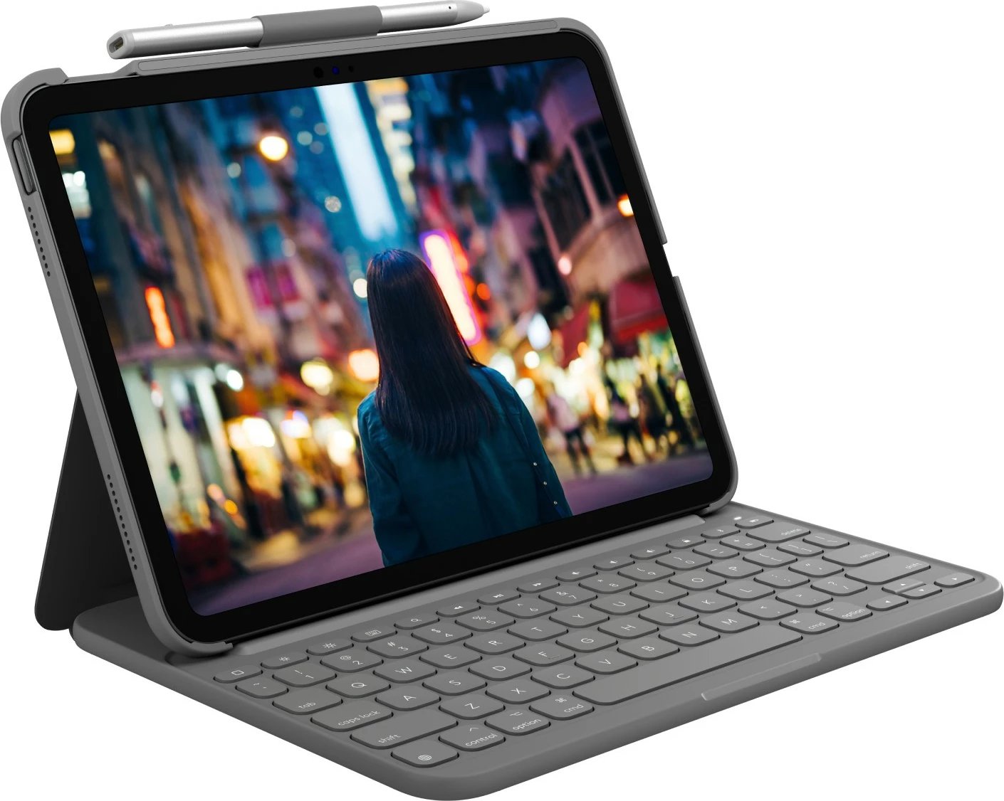 Mbështjellës tastierë Logitech Slim Folio, QWERTZ, iPad (10th gen), Gri