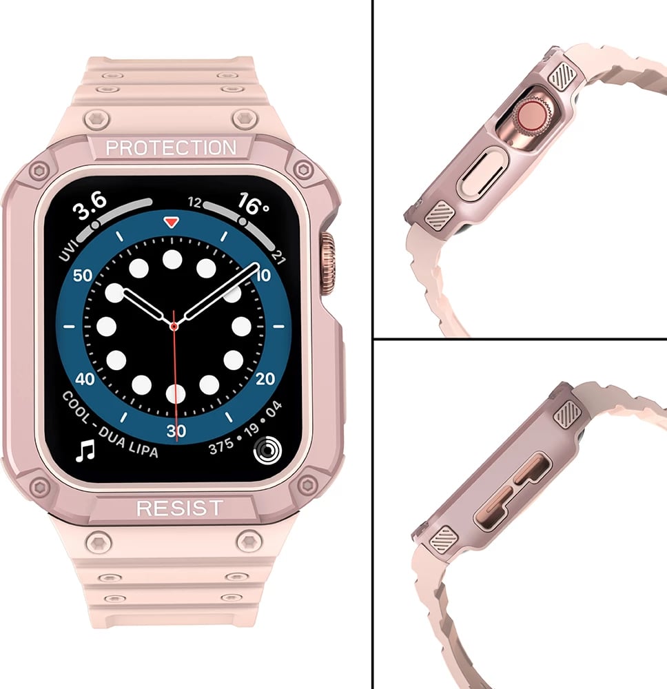 Rrip me kasë mbrojtëse për Apple Watch Hurtel Protect Strap Band, 41/40/38mm, Rozë