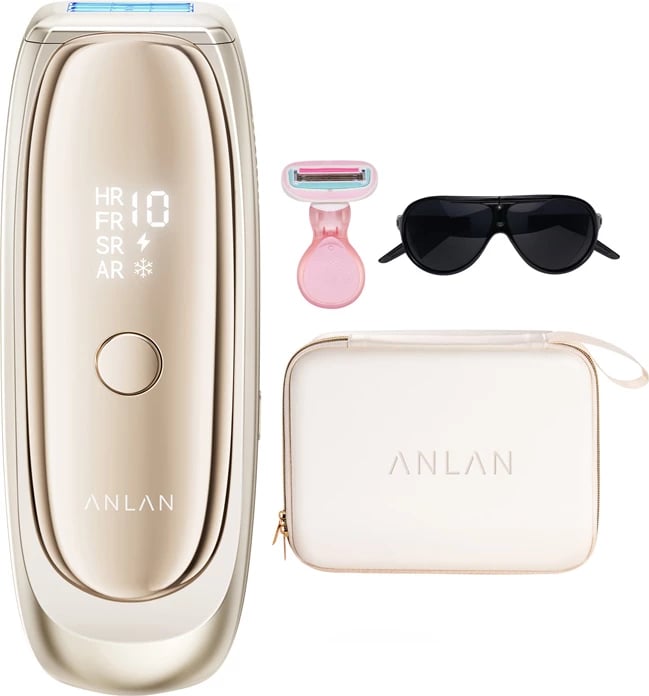 Depilator IPL, ANLAN, 02-ATMY52-0RE, 10 nivele fuqie, flash 0.18s, fushë 3.72 cm², me syze dhe kasë