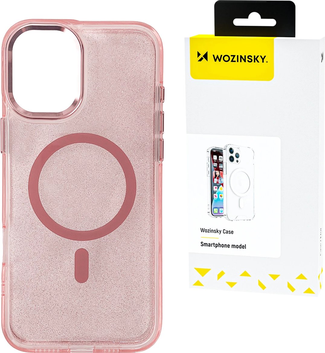 Mbështjellës Wozinsky Glitter Case me MagSafe për Samsung Galaxy S24 FE, Rozë me shkëlqim