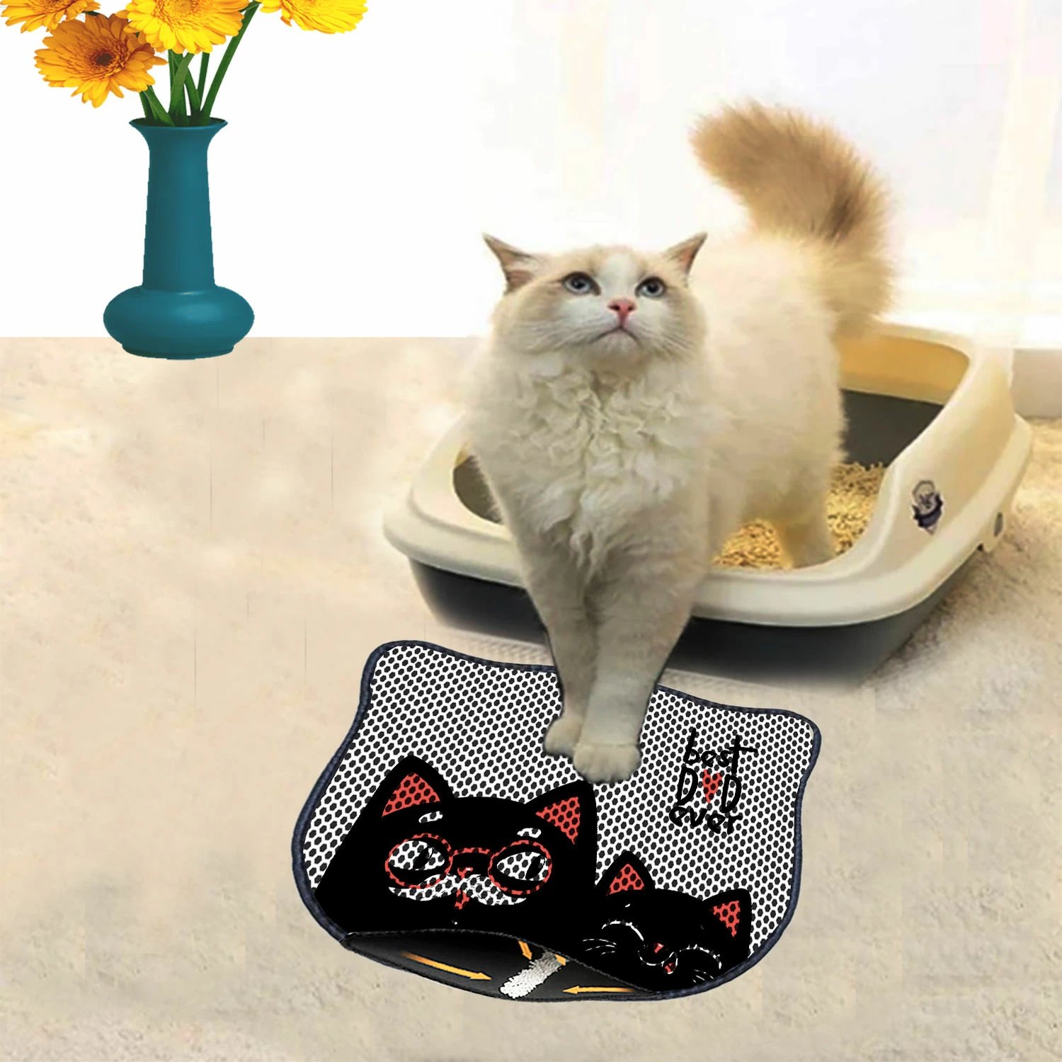 Tapet për rërë mace, Paws & Whiskers, Kdkafa0215, shumëngjyrësh, 40x50cm