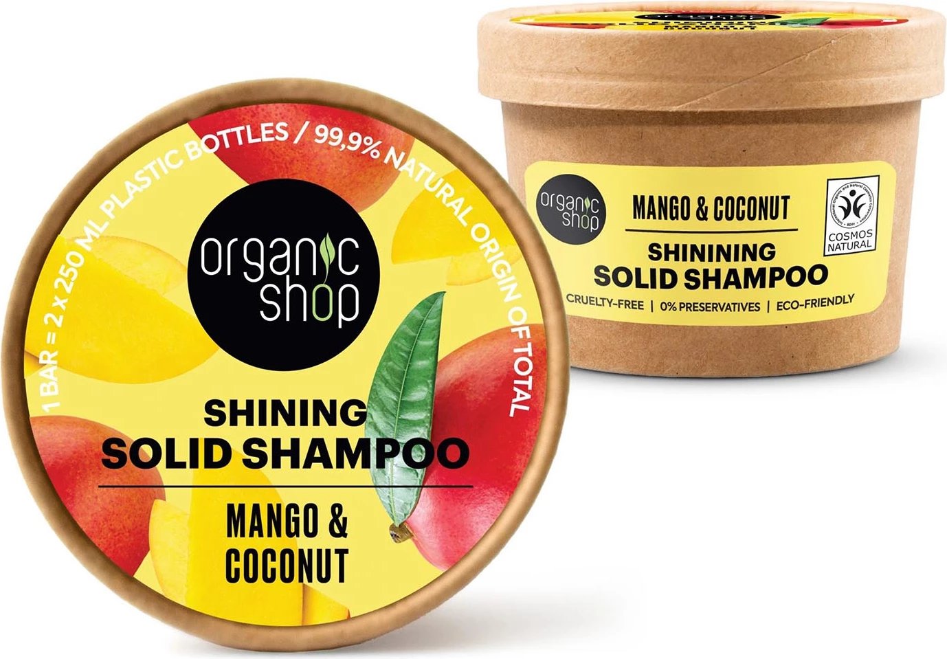 Shampon i ngurtë për flokë Organic Shop Mango & Coconut unisex 60g