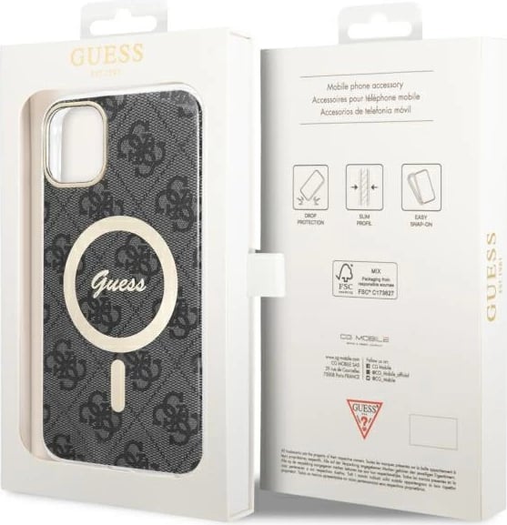 Mbështjellës Guess GUHMN61H4STK për iPhone 11 6.1", 4G MagSafe, i zi Mbështjellës Guess GUHMN61H4STK për iPhone 11 6.1", 4G MagSafe, i zi