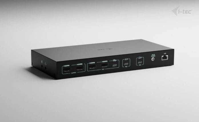 Stacion dokimi KVM USB-C PRO, i-tec, C31KVMDOCKPDPRO, 3 hoste, 2 dalje video, Power Delivery deri 92W, e zezë