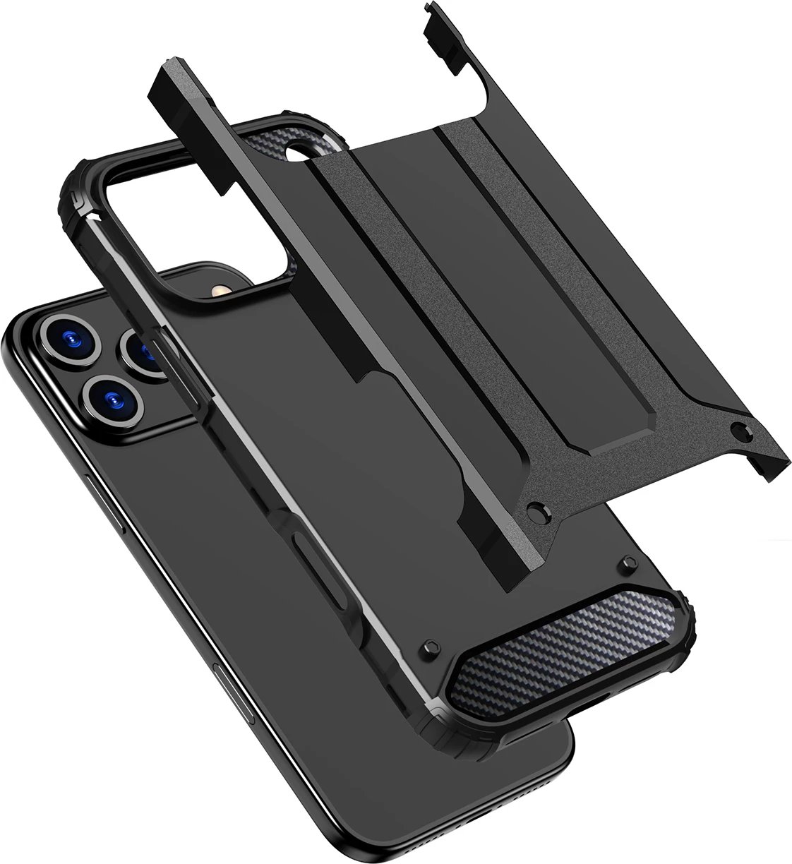 Mbështjellës Hurtel Hybrid Armor për iPhone 17 Pro, i zi