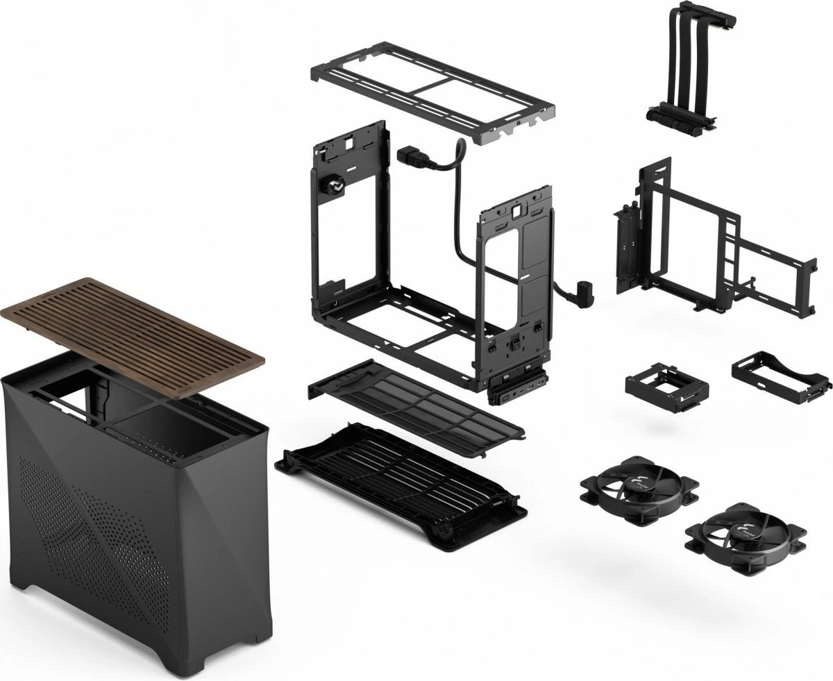 Kasë Fractal Design Era 2, Small Form Factor, ITX, Charcoal, panel druri