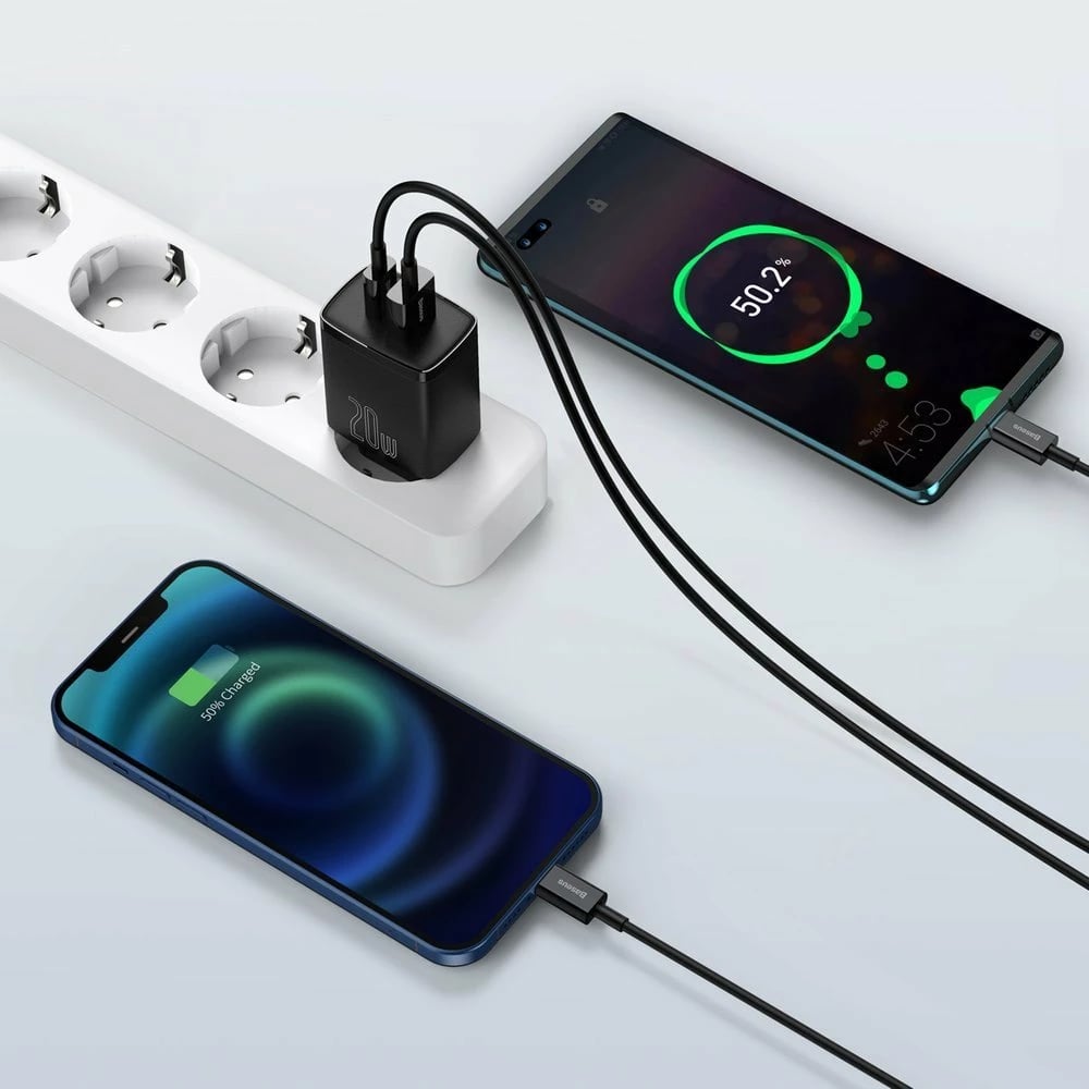 Karikues muri Baseus Compact, 20W, 2 porta USB-A/USB-C, i zi