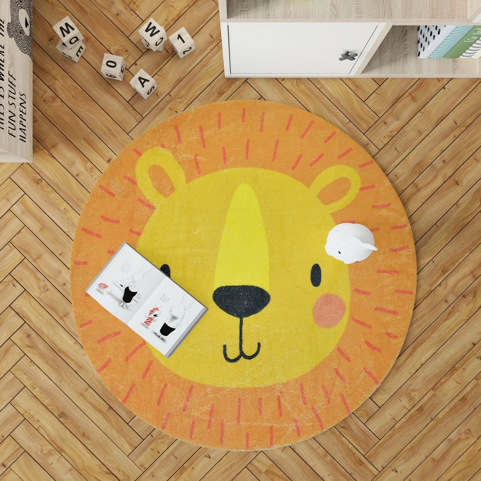 Qilim portokalli, dizajn luani, 110x110cm, Woopamuk111