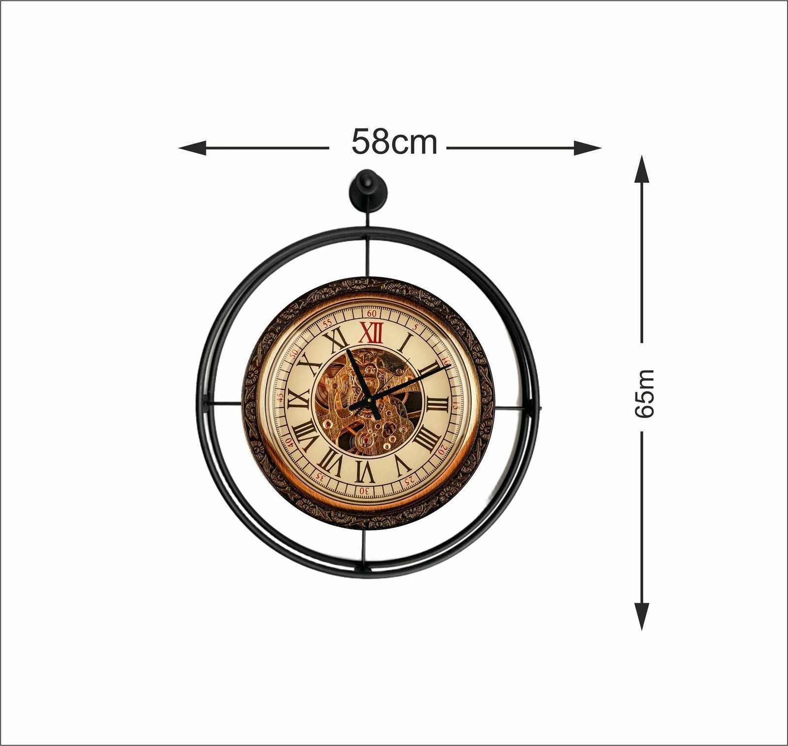 Orë muri dekorative prej metali, Wallity, Mclock-00128, e zezë
