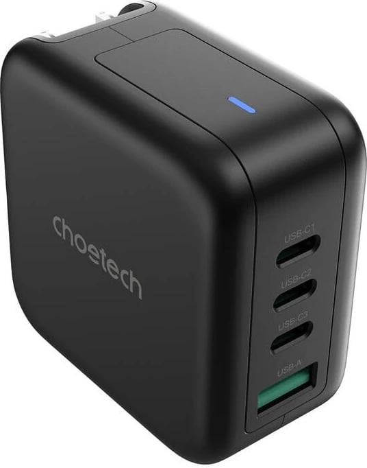 Karikues universal Choetech PD6055, 70W, GaN, 3x USB-C, 1x USB-A, me adapterë US/EU/UK/AU, i zi