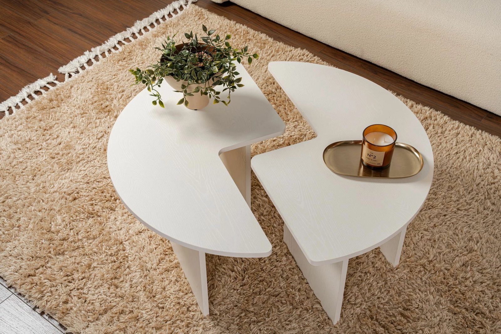 Tavolinë e ulët Nordure, Moira, ngjyrë dru e bardhë