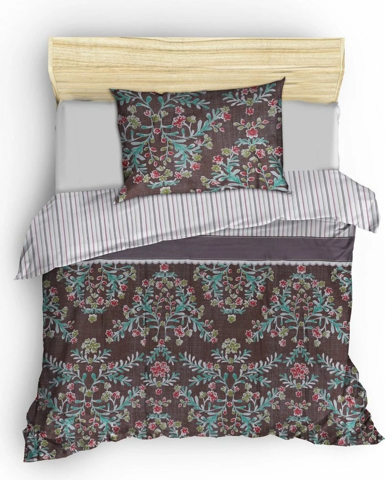 Set mbulesë jorgani njëpersonëshe satin Claudia, kafe, L'essentiel