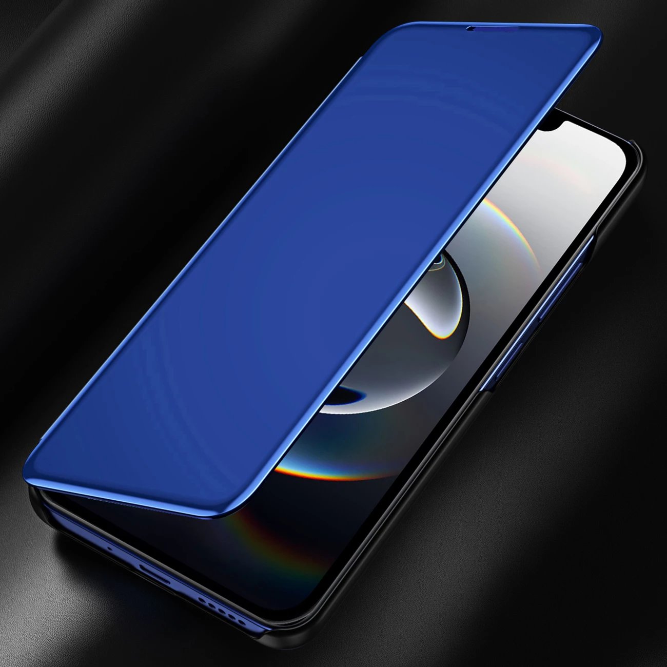 Mbështjellës Hurtel Clear View Case për iPhone 16e, me kapak, Blu