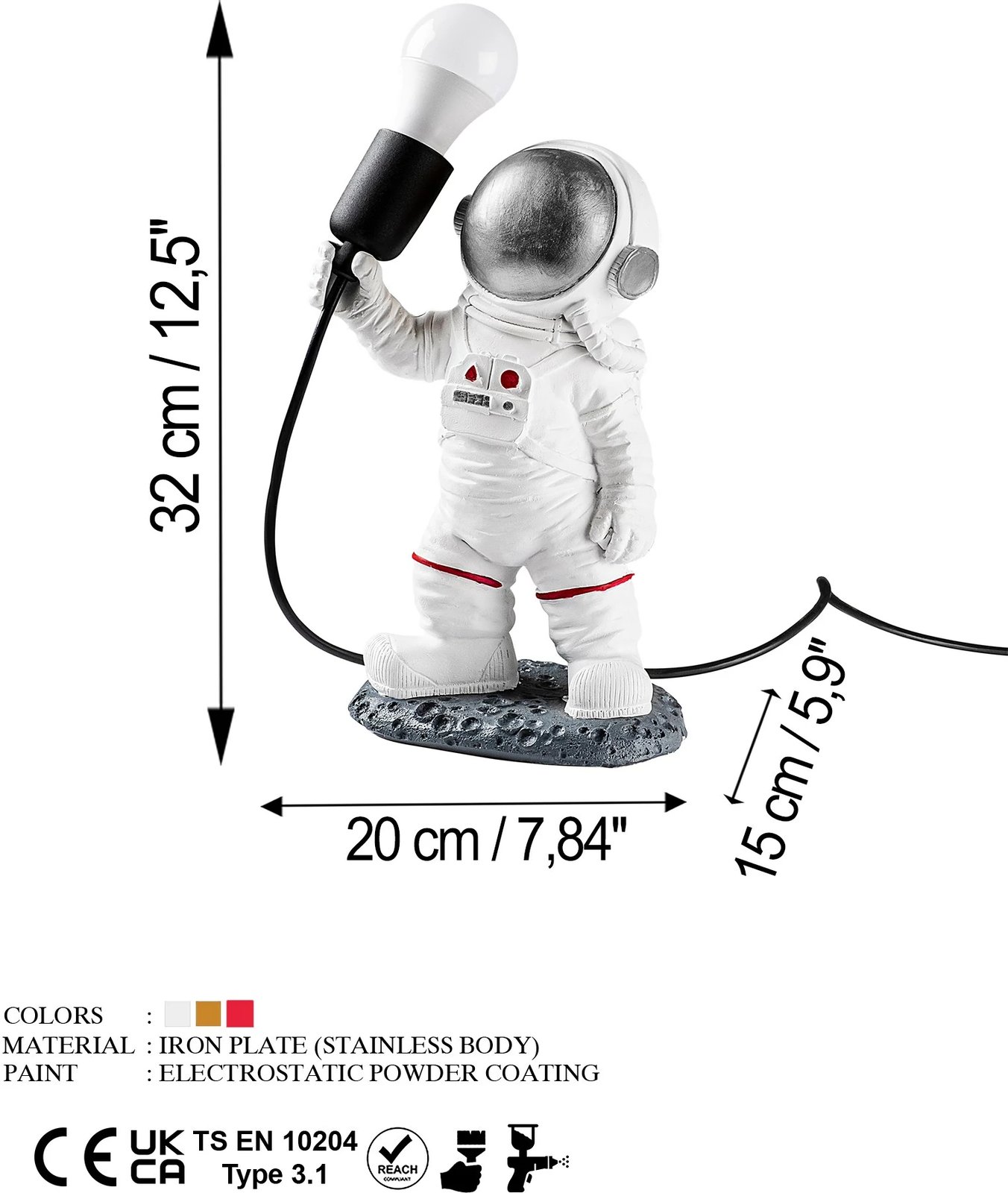 Llambë tavoline astronaut, shumëngjyrëshe, Opviq - 3