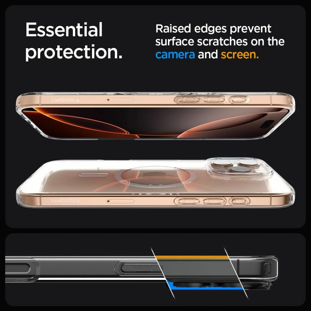 Mbështjellës, Spigen Liquid Crystal Mag MagSafe për iPhone 16 Pro, TPU i hollë me airbag në qoshe, kompatibil me karikim MagSafe, transparent